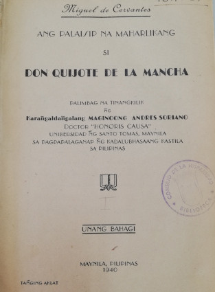 Portada de El Quijote en Tagalo
