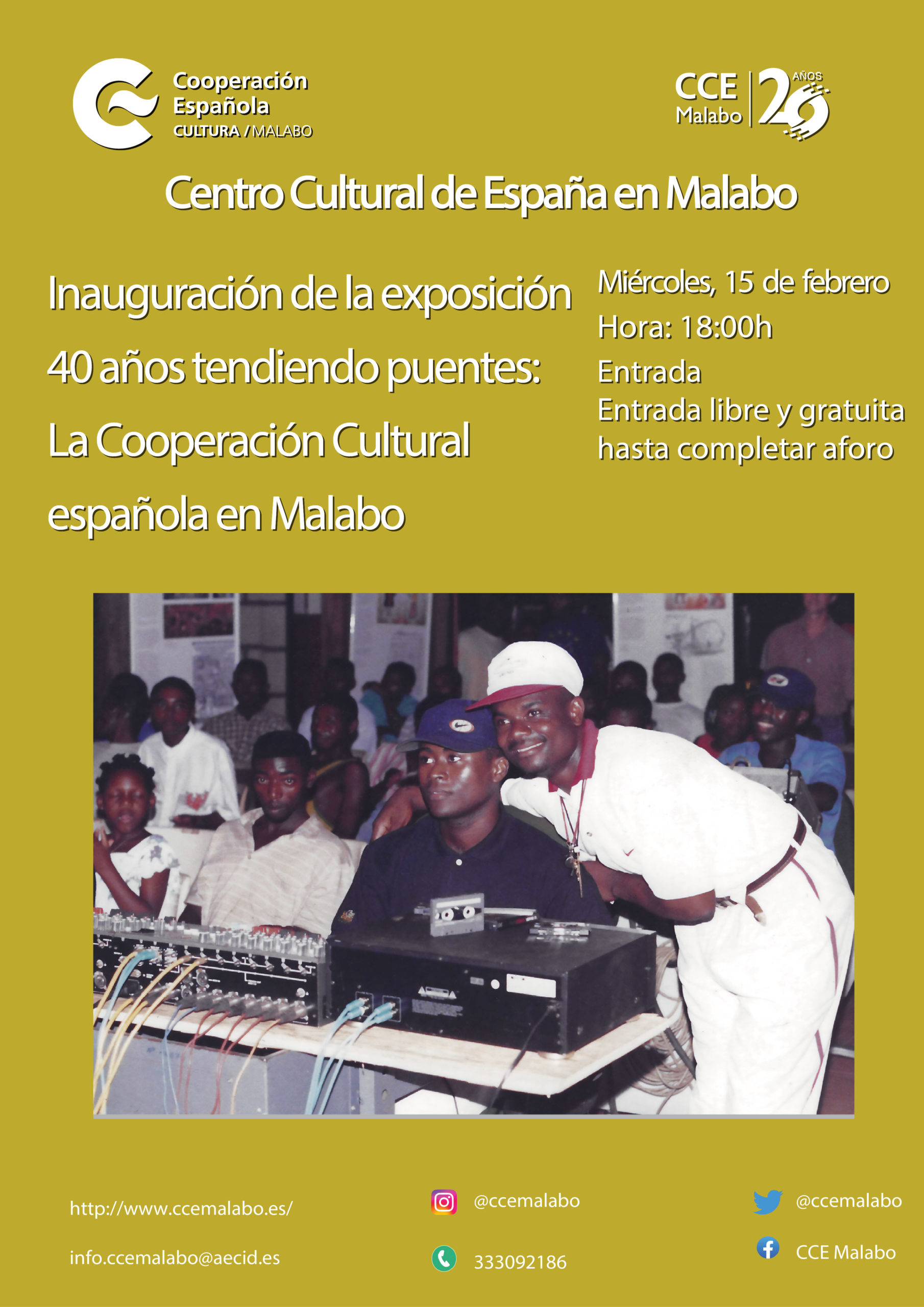 Inauguracin de la exposicin 40 aos tendiendo puentes La Cooperacin Cultural espaola en Malabo