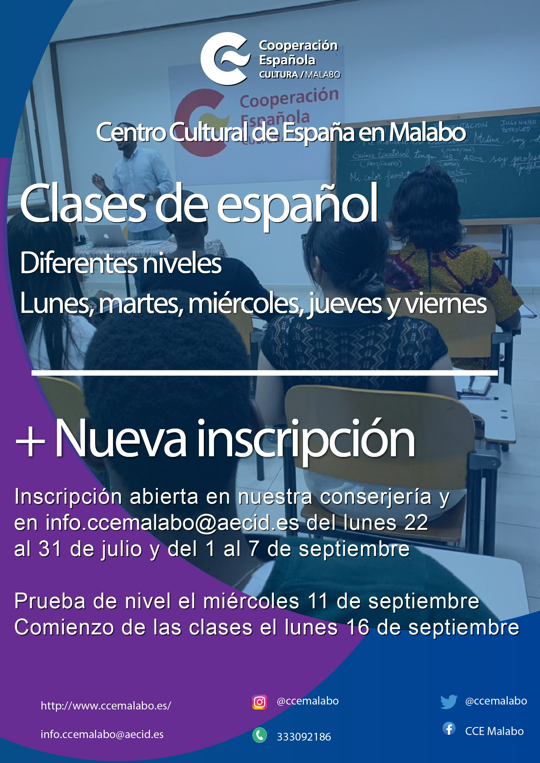 Cursos de Espaol Nuevas inscripciones