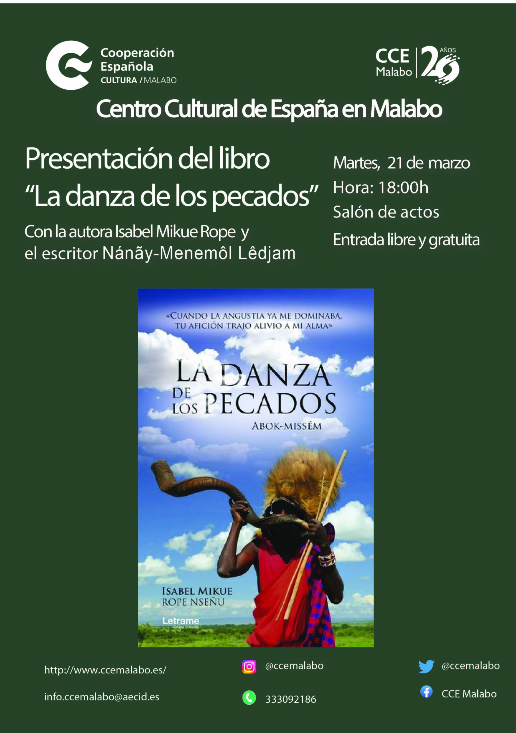 Presentacin del libro La danza de los pecados de Isabel Mikue Rope