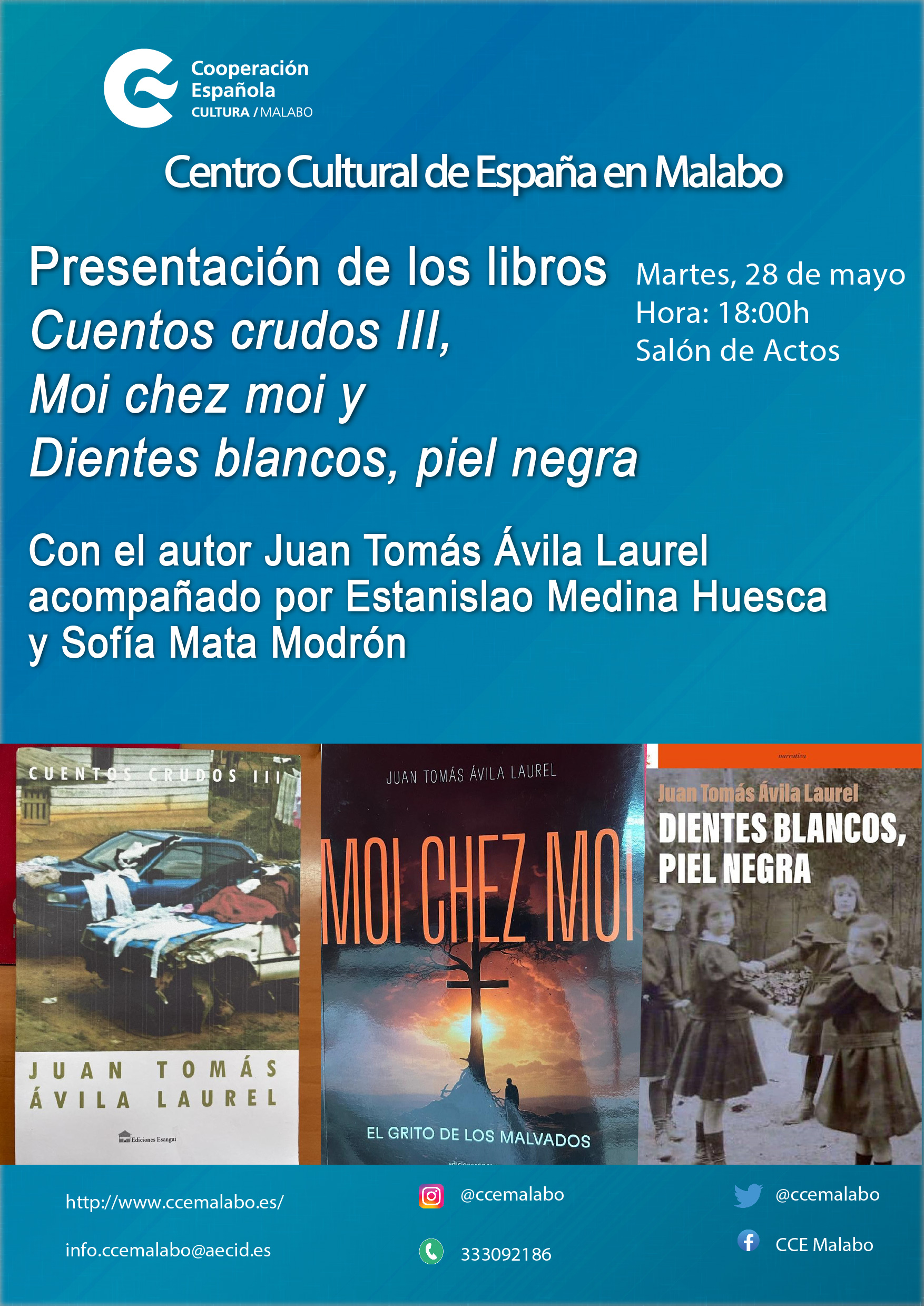 Presentacin de los libros Cuentos crudos Moi chez moi El grito de los malvados y Dientes blancos piel negra