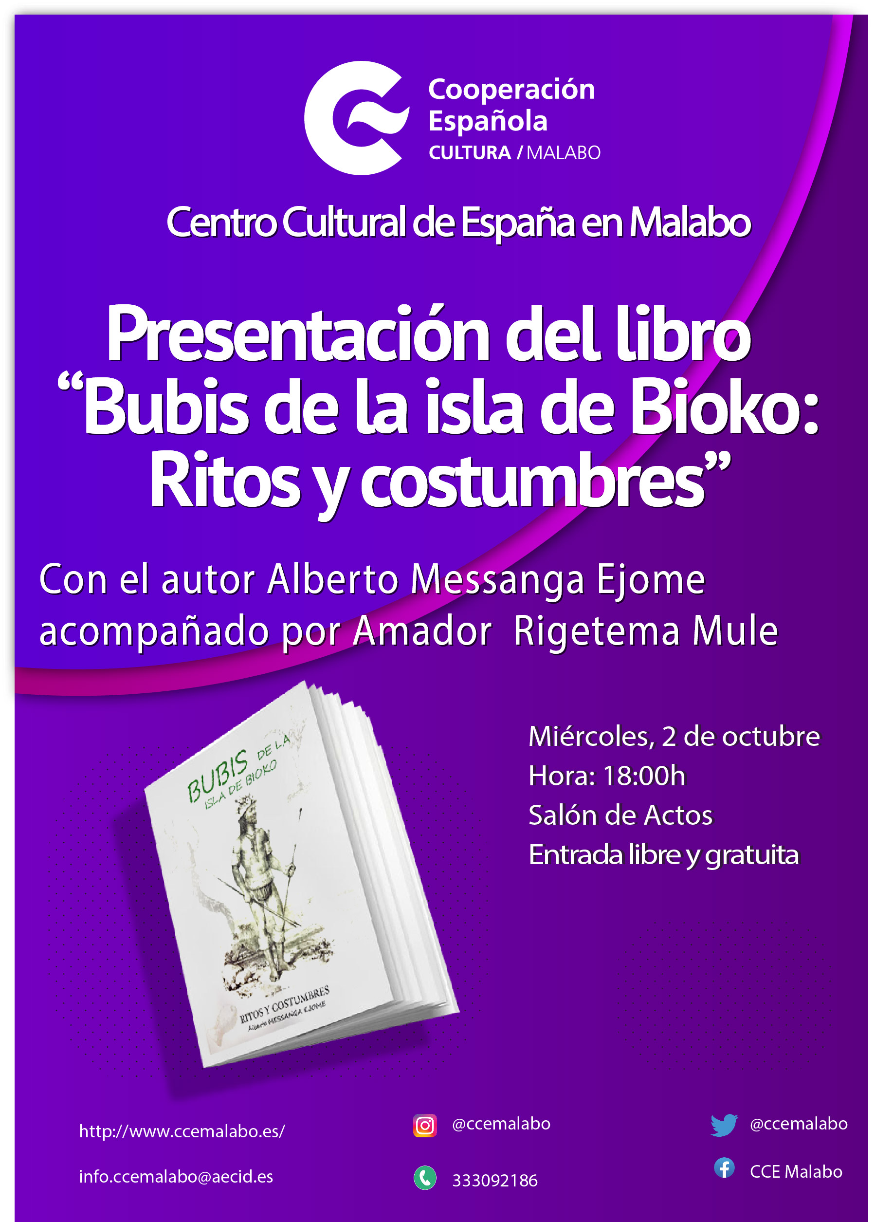 Presentacin del libro Bubis de la isla de Bioko Tribus y costumbres